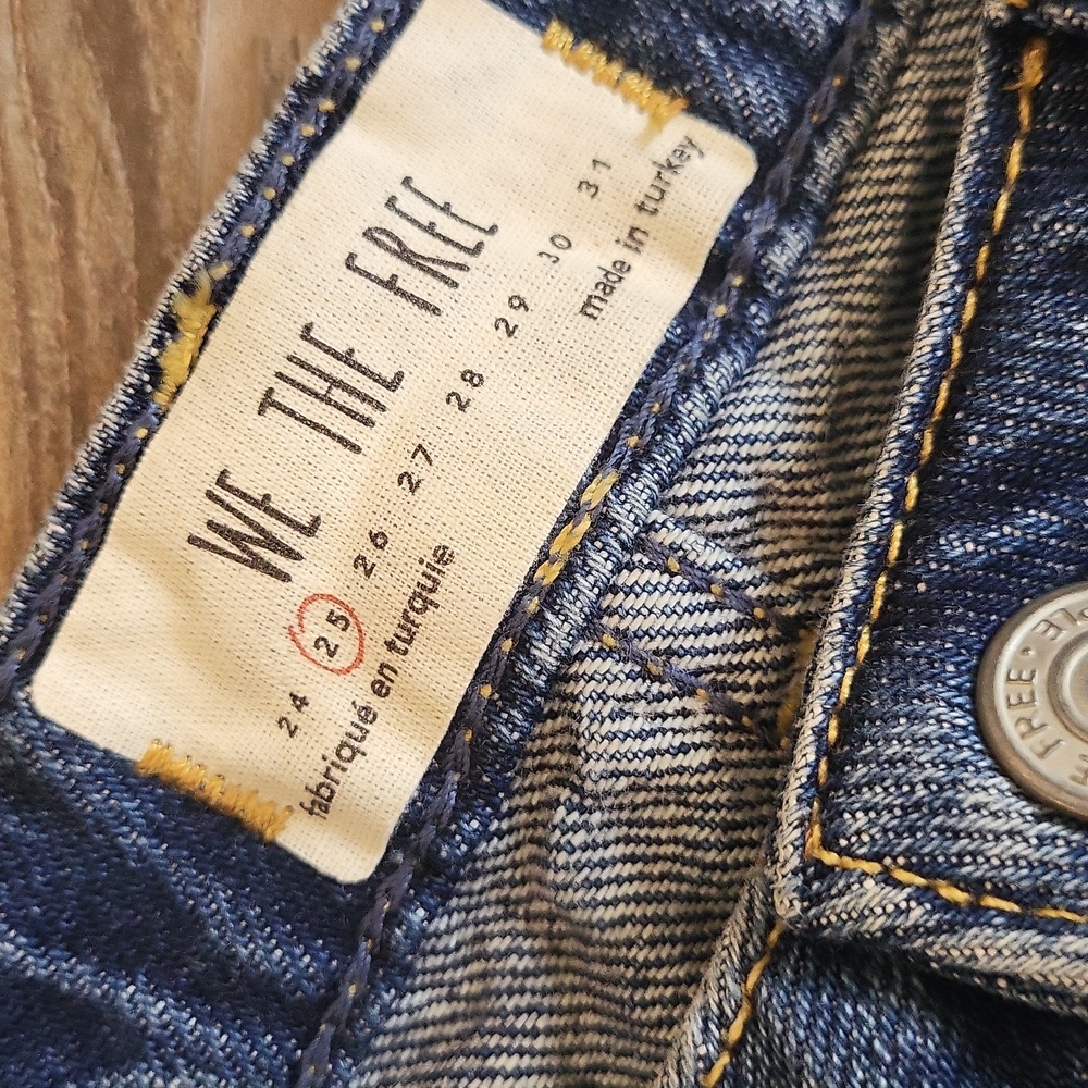 We the Free Distressed Button Fly Raw Hem Denim Jean Mini Skirt, Size XS/26 - Picture 4 of 6